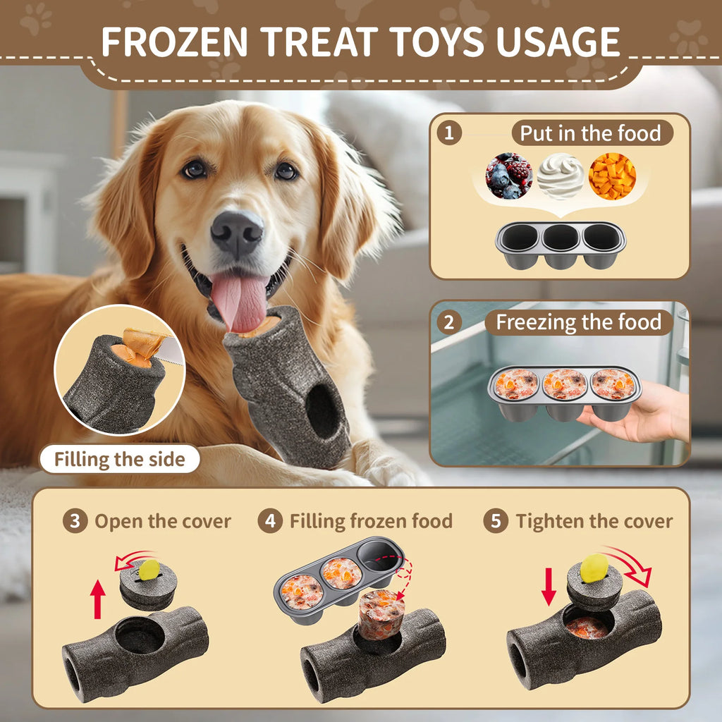 Freezable Treat Dispenser Dog Toy with Freezer Tray – Interactive Enrichment Toy That Keeps Dogs Busy